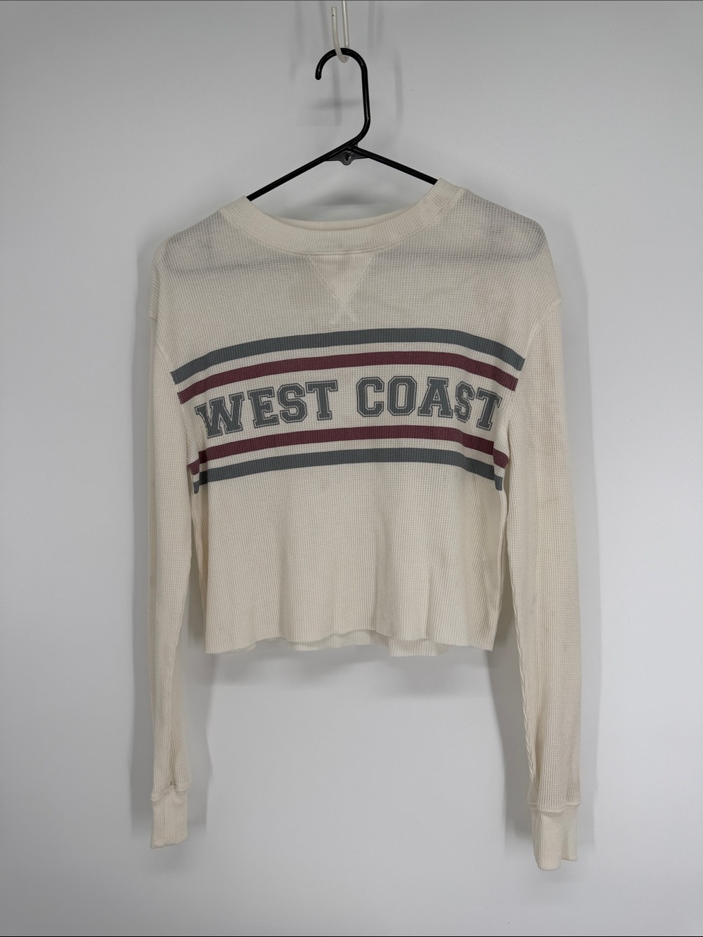 Fitz + Eddi Cropped Waffle Knit Long Sleeve West Coast Top Size Medium